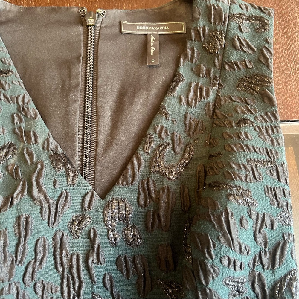BCBGMaxAzria Dark Emerald Green & Black Sleeveless Mini Party Dress Size 0 - Picture 7 of 14